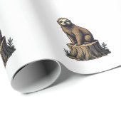 Papier Cadeau Chemise faune et flore Gravure Rétro de Paresseux  (Coin rond)