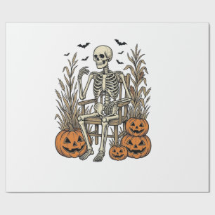 Papier Cadeau Chemise Halloween squelette vintage et citrouilles