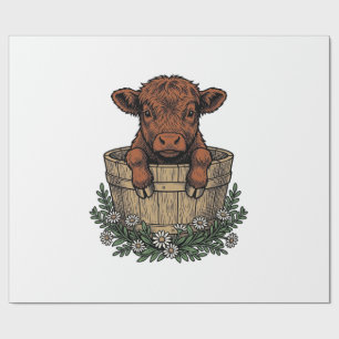 Papier Cadeau Chemise veau highland vintage art seau de margueri