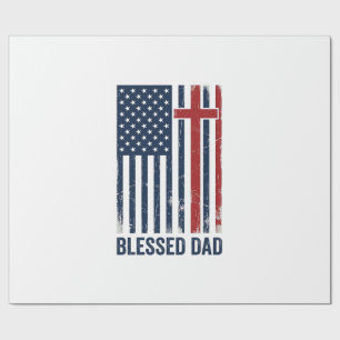 Papier Cadeau Chemise vintage croix drapeau chrétien papa bénie