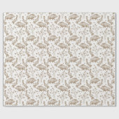 Papier Cadeau Chêne sauvage Chêne Feuille Branches d'oiseaux Nat (Plat)