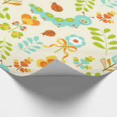 Papier Cadeau Chenille et fleurs mignonnes (Coin)