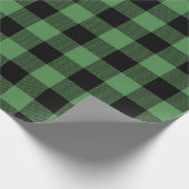 Papier Cadeau Chèque de Buffle Noir Vert Plaid (Coin)