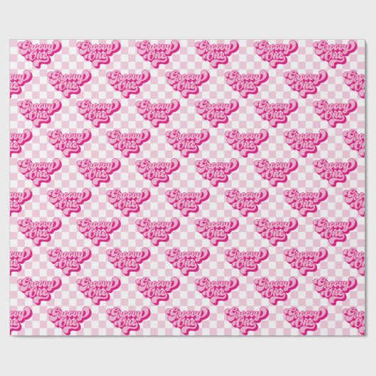 Papier Cadeau Chèque rose et blanc Super un (Plat)