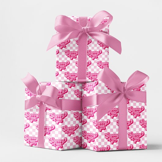 Papier Cadeau Chèque rose et blanc Super un