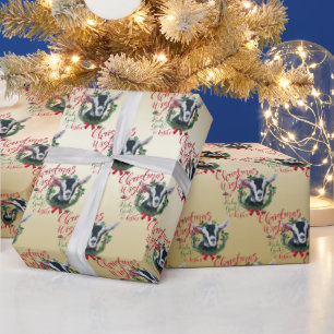 Papier Cadeau CHÈQUE voeux de Noël Bébé Chèvre Baisers Alpin