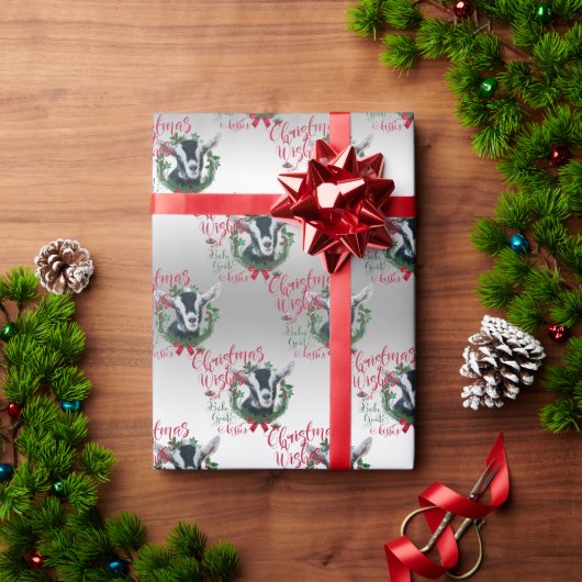 Papier Cadeau CHÈQUE | voeux de Noël Bébé Chèvre Baisers Alpine  (Cadeau de vacances)
