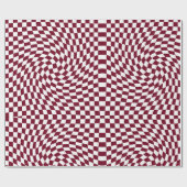 Papier Cadeau Chèques blancs rouges bordeaux déformés À damiers (Plat)