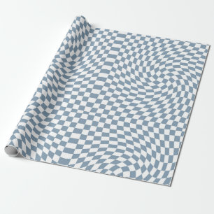Papier Cadeau Chèques Bleus Bleus Bleus Rétro Déformés À damiers