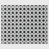 Papier Cadeau Chèques de bisons et Motif de coq - Noir | Blanc (Plat)