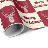 Papier Cadeau Chèques de cerfs de Noël Filigree (Coin rond)
