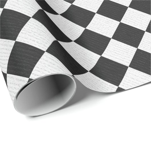 Papier Cadeau Chèques en noir et blanc à angle (Coin rond)