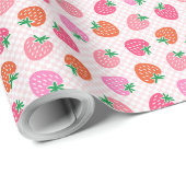 Papier Cadeau Chèques fraises - rose et rouge (Coin rond)