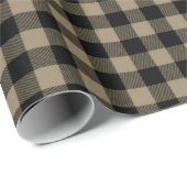 Papier Cadeau Chèques simples de Buffalo Noir Rustique (Coin rond)