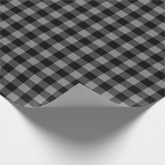 Papier Cadeau Chèques simples Rustic Black Grey Buffalo Plaid (Coin)