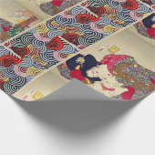 PAPIER CADEAU CHERCHANT LE TIRESOME, FEMME JAPONAISE AVEC CHAT B (Coin)