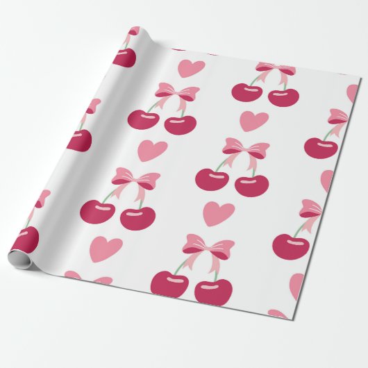 Papier Cadeau Cherry Love Charm (Déroulé)