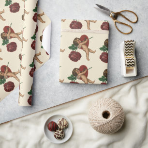 Papier Cadeau Chérubin de la Saint-Valentin vintage et rose vict