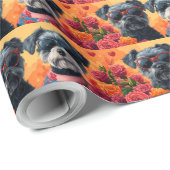 Papier Cadeau Chesapeake Bay Terrier Heart Roses Saint-Valentin (Coin rond)