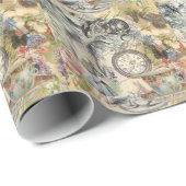 Papier Cadeau Cheshire Chat Alice Wonderland Classic (Coin rond)