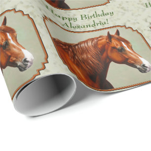 Papier Cadeau Chestnut Morgan Cheval Sage Vert