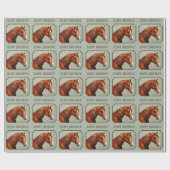 Papier Cadeau Chestnut Morgan Cheval Sage Vert (Plat)