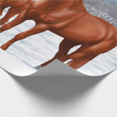 Papier Cadeau Chestnut Sorrel Quarter Chevaux En Neige (Coin)