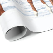 Papier Cadeau Chestnut Sorrel Quarter Chevaux En Neige (Coin rond)