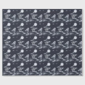 Papier Cadeau Cheval ailé blanc : ciel illuminé par la lune. (Plat)