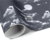 Papier Cadeau Cheval ailé blanc : ciel illuminé par la lune. (Coin rond)