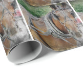 Papier Cadeau Cheval Amish et Buggy (Coin rond)