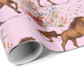 Papier Cadeau Cheval Anniversaire fille Cowgirl (Coin rond)