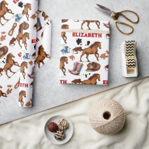Papier Cadeau Cheval Anniversaire fille Cowgirl