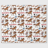 Papier Cadeau Cheval Anniversaire fille Cowgirl (Plat)