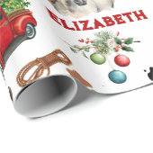 Papier Cadeau Cheval Anniversaire Noël Cowgirl (Coin rond)