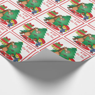 Papier Cadeau Cheval Avec Cadeaux Et Enveloppe Cadeau Cheval Che