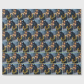 Papier Cadeau Cheval avec couronne de Noël éclairée (Plat)