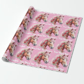 Papier Cadeau Cheval avec rubans de Noël Ajouter le nom de fille (Déroulé)