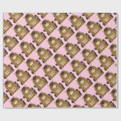 Papier Cadeau Cheval Baby shower fille rose (Plat)