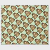 Papier Cadeau Cheval Baby shower vert (Plat)