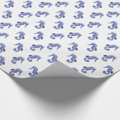Papier Cadeau Cheval blanc bleu mignon (Coin)