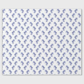 Papier Cadeau Cheval blanc bleu mignon (Plat)