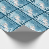 Papier Cadeau Cheval blanc Bonnes Fêtes d'hiver Noël (Coin)