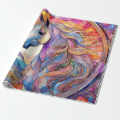 Papier Cadeau Cheval blanc en vitrail (Déroulé)