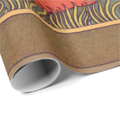 Papier Cadeau CHEVAL BLANC RAMPANT, ARBRES EN BOIS Art Nouveau (Coin rond)