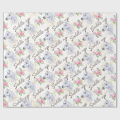 Papier Cadeau Cheval Blanc Rose fille d'anniversaire fille fille (Plat)