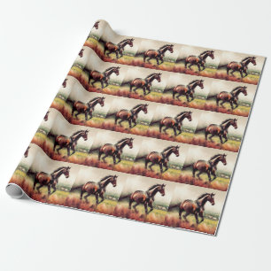 Papier Cadeau Cheval Brown de Noël Daté