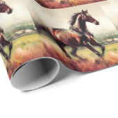 Papier Cadeau Cheval Brown de Noël Daté (Coin rond)