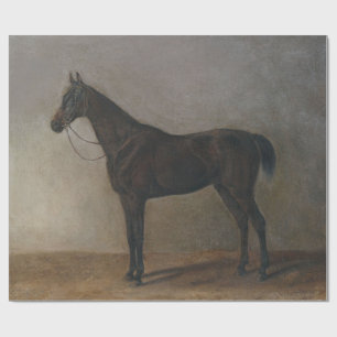 Papier Cadeau Cheval Brown en dorage foncé (Art animal Vintage)