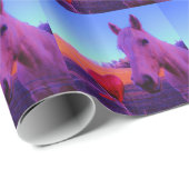 Papier Cadeau Cheval Brown et Coeur Rouge (Coin rond)